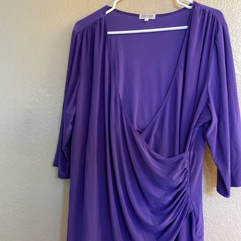 Kiyonna Purple Draped Blouse